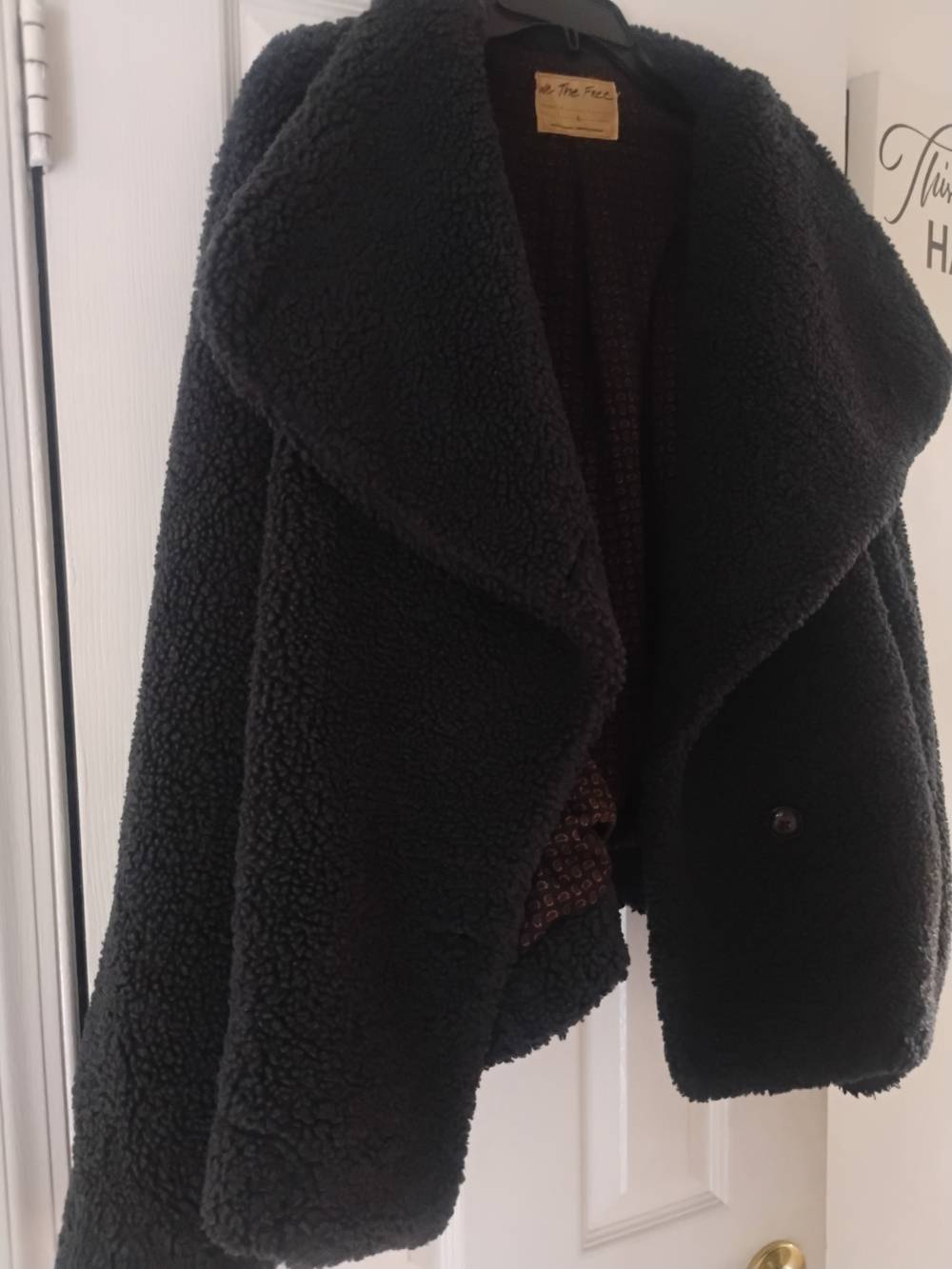 Free People Cozy Black Sherpa Jacket - Women